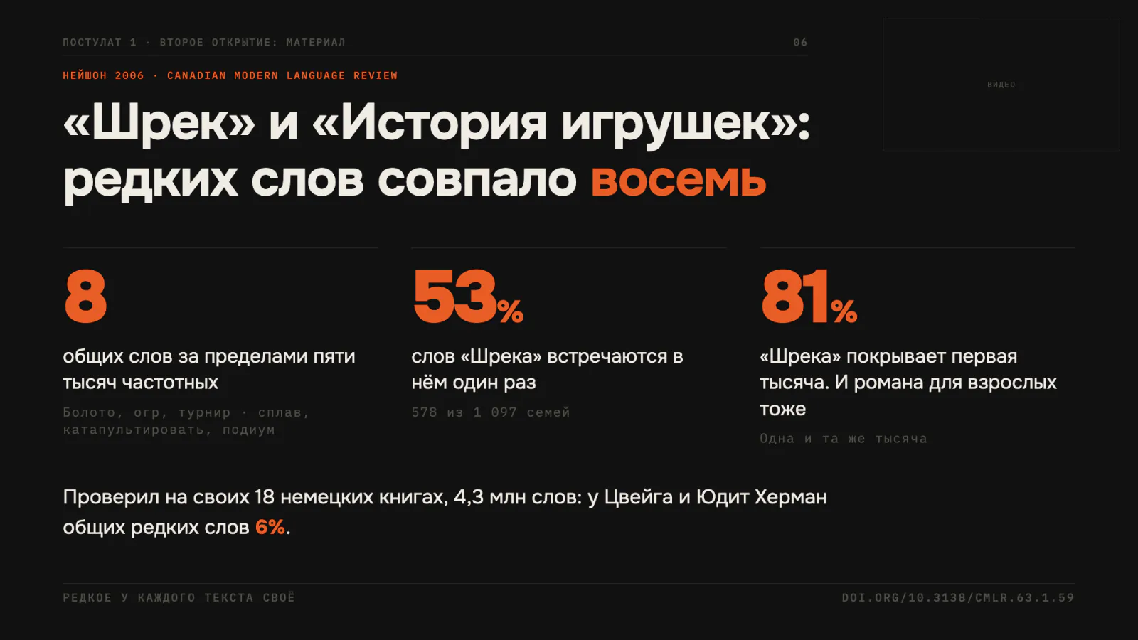 Нейшн: у «Шрека» и «Истории игрушек» совпало всего 8 редких слов